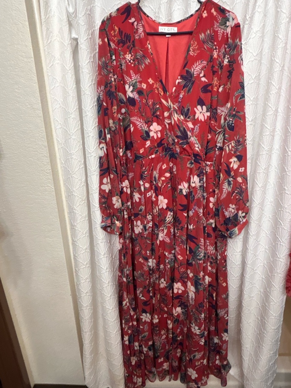 Ivy City Co Red Floral Maxi Wrap Dress - Picture 2 of 7